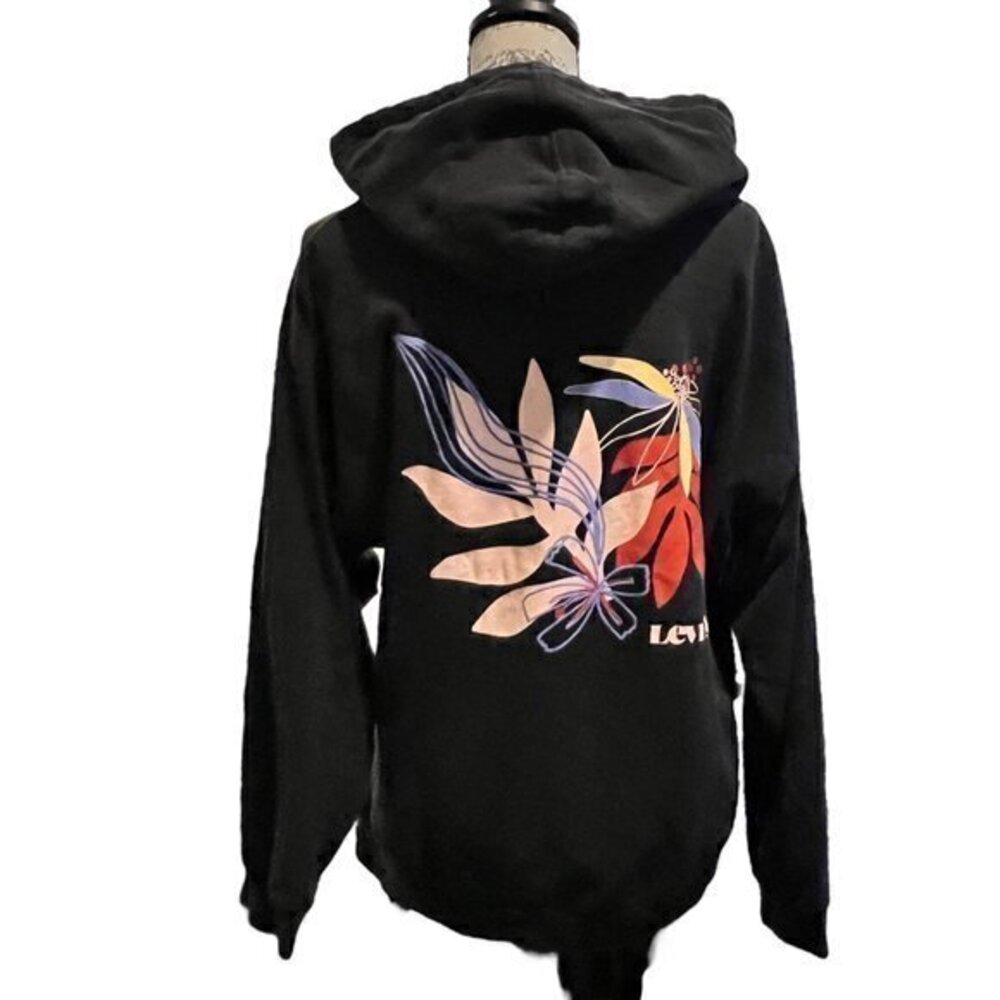 Levi's Sweatshirt Hoodie Men's XS Long Sleeve Kangaroo Pocket Graphic Logo Black